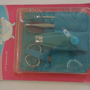 Spa Bar 6 PC Manicure Set Light Blue Vintage New